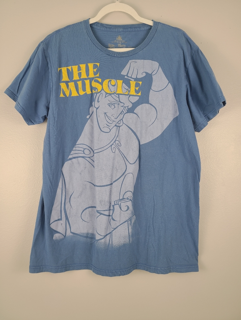 Disney Parks Hercules Flexing "The Muscle" Blue Cotton Short-sleeve T-shirt XL